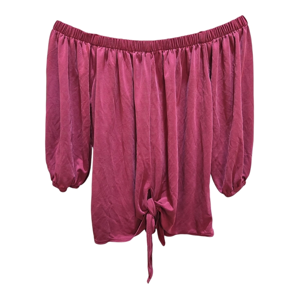 Mind Code Maroon Off-Shoulder Blouse